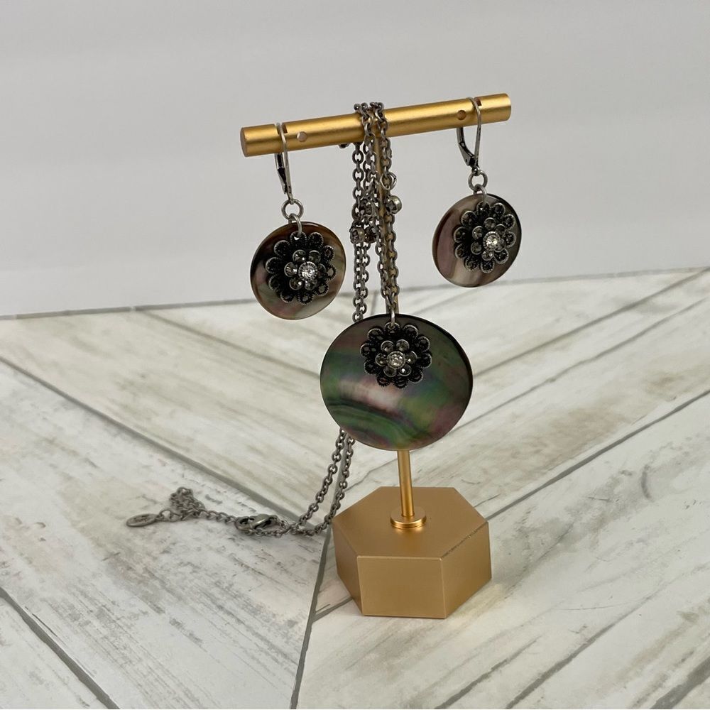 Cookie Lee Gray She’ll Disc Choker Necklace & Earring Set